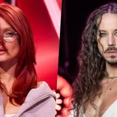 Dwa ujęcia: kobieta z rudymi włosami i w okularach, mężczyzna z długimi włosami. Czy to oni będą jurorami The Voice of Poland 2025?