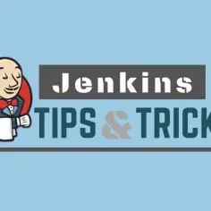 Jenkins Tips & Tricks: postać z logo Jenkinsa podaje tacę z napisem "Tips & Tricks".