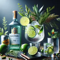 Klasyczny gin z tonikiem przepis: butelka ginu, puszka toniku, limonki, lód i zioła. Idealny drink na lato.