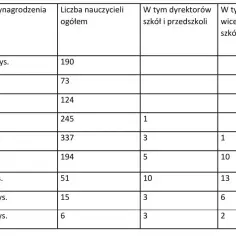Tabela pokazuje, ile zarabia dyrektor szkoły. Najwięcej dyrektorów zarabia 70-80 tys. brutto.