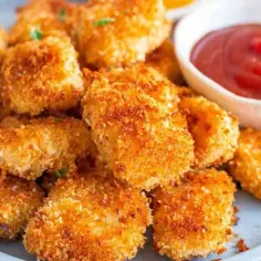 Chrupiące nuggetsy z airfryer, idealne do maczania w ketchupie. Pyszna i zdrowa przekąska.
