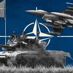 Czołg i myśliwiec na tle flagi NATO. Polska w NATO to symbol siły i bezpieczeństwa.