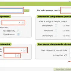 Formularz ZUS do zgłoszenia ubezpieczenia zdrowotnego dla niepracujących. Wpisz kod tytułu ubezpieczenia i dane.