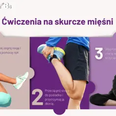 Ćwiczenia na skurcze mięśni: leżąc, przyciągnij nogę do tułowia, potem stopę do pośladka, a na koniec pochyl się do wyprostowanych nóg.