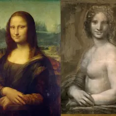 Obok słynnej Mony Lisy, dzieła Leonarda da Vinci, szkic przedstawiający nagą kobietę.
