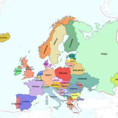 Mapa Europy. Zobacz, z kim graniczy Bułgaria: Rumunia, Serbia, Macedonia Północna, Grecja i Turcja.