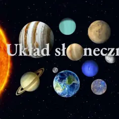 Jasny Słońce i planety Układu Słonecznego na tle kosmosu. Widoczne m.in. Jowisz, Saturn z pierścieniami, Ziemia i inne planety.