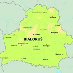 Mapa Białorusi z zaznaczonymi miastami. Zobacz, z kim graniczy Białoruś, poznaj jej sąsiadów.