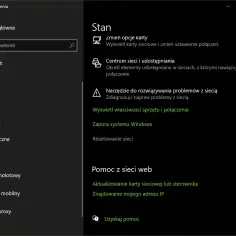 Ustawienia sieciowe Windows. Widoczny komunikat o błędzie err_connection_reset, sugerujący problem z połączeniem.