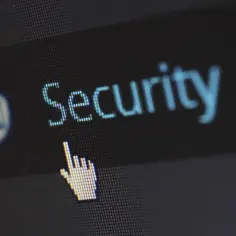 Kursor myszy wskazuje na opcję "Security", symbolizującą dbanie o bezpieczeństwo w internecie.