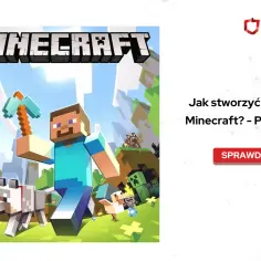 Steve z kilofem i wilkiem na tle świata Minecraft. Poradnik: Jak stworzyć darmowy serwer Minecraft?