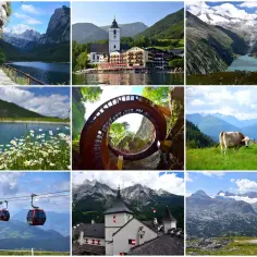 Austria ciekawostki: malownicze jeziora, alpejskie krajobrazy, urokliwe miasteczka, spiralne schody i pasące się krowy.