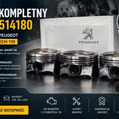 Kompletny tłok OE 1654514180 do silników 1.2 PureTech 110 w Citroen i Peugeot. Wysoka trwałość i idealne dopasowanie.