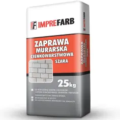 Imprefarb zaprawa cienkowarstwowa do gazobetonu, szara, 25kg. Idealna do murowania z bloczków, betonu komórkowego, silikatów.