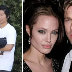 Pax Thien Jolie Pitt, Angelina Jolie i Brad Pitt na zdjęciu.