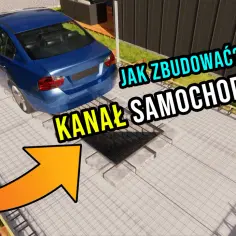 Budowa kanału samochodowego: poznaj jego wymiary i jak go wykonać. Niebieski sedan stoi obok zbrojenia.