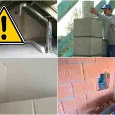 Montaż kratki wentylacyjnej w trakcie budowy komina i instalacji wentylacyjnej na poddaszu.