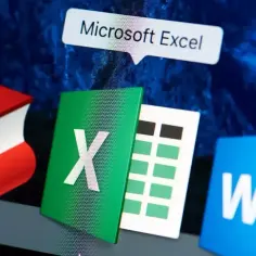 Ikona Microsoft Excel, programu do arkuszy kalkulacyjnych, obok ikony Word.