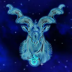 Stylizowany koziorożec z symbolem zodiaku, idealny do horoskop miesięczny.