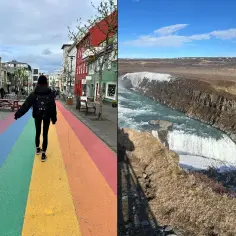 Tęcza na ulicy w Reykjaviku i wodospad Gullfoss. Islandia czas lotu to marzenie!