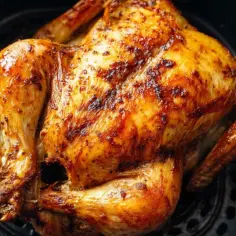 Złocisty, chrupiący kurczak z airfryer, idealny na obiad. Skórka apetycznie przypieczona, mięso soczyste.