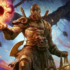 Barbarzyńca z Diablo 4 aktualizacja tworzy kulę ognia. W tle mroczne drzewa i latające głowy.