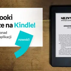 Kindle z otwartą książką, obok tekst "Czytaj ebooki teraz także na Kindle!" i logo Empik Go.