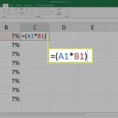 Arkusz kalkulacyjny Excel z formułą obliczającą procent.