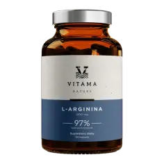 Szukasz l-arginina jaka najlepsza? Butelka suplementu diety Vitama Nature L-Arginina 1200 mg, 120 kapsułek.