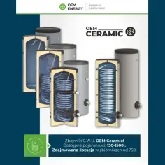 Przekroje przez zbiorniki CWU OEM Ceramic. Dostępne pojemności 150-1500l.