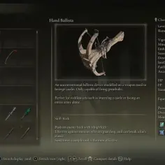 Elden Ring: najlepsze bronie to Hand Ballista, potężna kusza do oblężeń.