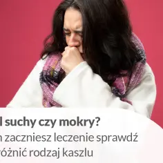 Kobieta z zasłoniętymi ustami, cierpiąca na kaszel. Czy to kaszel suchy, czy mokry? Zanim zaczniesz leczenie, sprawdź, jak odróżnić rodzaj kaszlu. Może Erdosol Muco pomoże?