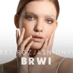 Delikatna twarz z rozjaśnionymi brwiami, podkreślająca subtelny efekt zabiegu.