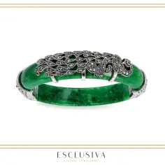 Elegancka, zielona bransoletka z jadeitu i markazytów. Co oznacza zielona bransoletka na ręce? Symbolizuje szczęście i harmonię.