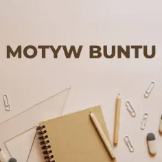 Motyw buntu w literaturze. Notatnik, ołówki, linijka i spinacze biurowe sugerują szkolne zadanie lub projekt.