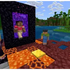 Postacie w Minecrafcie przy portalu do Netheru. Czy to zapowiedź, jaka jest najnowsza wersja Minecraft?