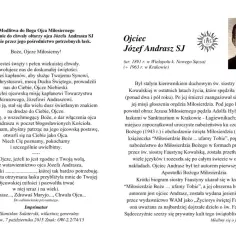 Modlitwa do Ojca Józefa Andrasza SJ, autora "Miłosierdzie Boże... ufamy Tobie".