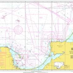 Mapa morska Bałtyku Południowo-Wschodniego od Łeby do Kłajpedy. Pokazuje głębokość, szlaki żeglugowe i niebezpieczeństwa.