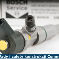 Wtryskiwacz Common Rail, kluczowy element nowoczesnych silników diesla, pokazany na tle logo Bosch Service.