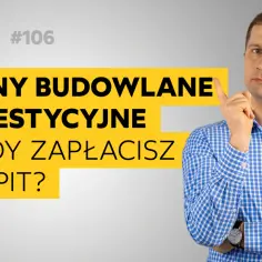 Mężczyzna w kratę zastanawia się nad podatkiem od sprzedaży działki. Podcast "Dzień Dobry Podatki" omawia VAT i PIT od terenów budowlanych.