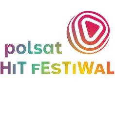 Logo Polsat Hit Festiwal z kolorowym symbolem i napisem.