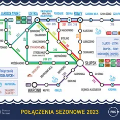 Mapa połączeń autobusowych PKS Słupsk. Sprawdź, jak dojechać do Jarosławca autobusem, korzystając z linii 200, 209, 300, 309, 310, 315.
