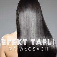 Lśniące, proste włosy po zabiegu laminacji. Efekt tafli na włosach, który zachwyca gładkością i blaskiem.