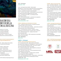 Grafika z logo "Krakowska Konferencja Genealogiczna" i fragmentem obrazu.