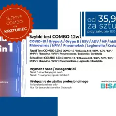 Szybki test COMBO 12w1 wykrywa COVID-19, grypę i inne patogeny. Idealny test combo na krztusiec.