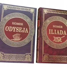 Dwie księgi: "Odyseja" i "Iliada" Homera. Kim był Homer? Legendarny grecki poeta, autor epickich dzieł.