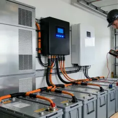 Technik sprawdza magazyn energii 10kW. Cena tego systemu zależy od wielu czynników, ale jego instalacja to krok w stronę niezależności energetycznej.