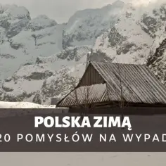 Drewniana chata pod ośnieżonymi szczytami. Idealne miejsce, gdzie w góry zimą można wybrać się na wypad.