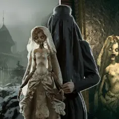Mroczny dwór i przerażające lalki, w tym jedna przypominająca Donna Beneviento.