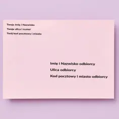 Szablon koperty z polami na dane nadawcy i odbiorcy. Wpisz dane swojego adresata.